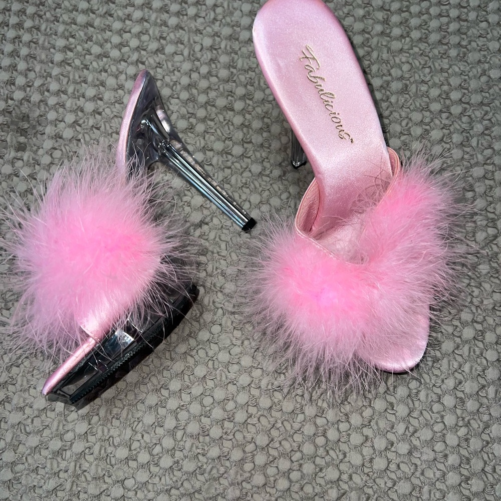 Fabulicious pink feathered pleaser heels